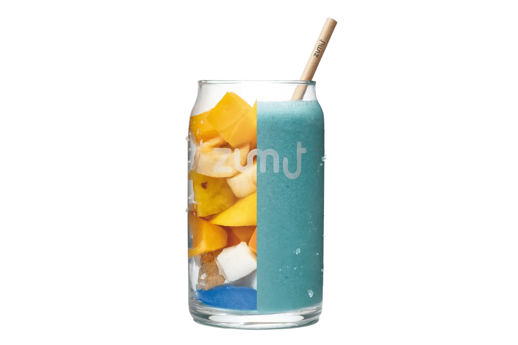 Smoothie Blue Lightning de Zumit- Caja de 20 unidades de mango, plátano, piña, melocotón, coco y espirulina azul